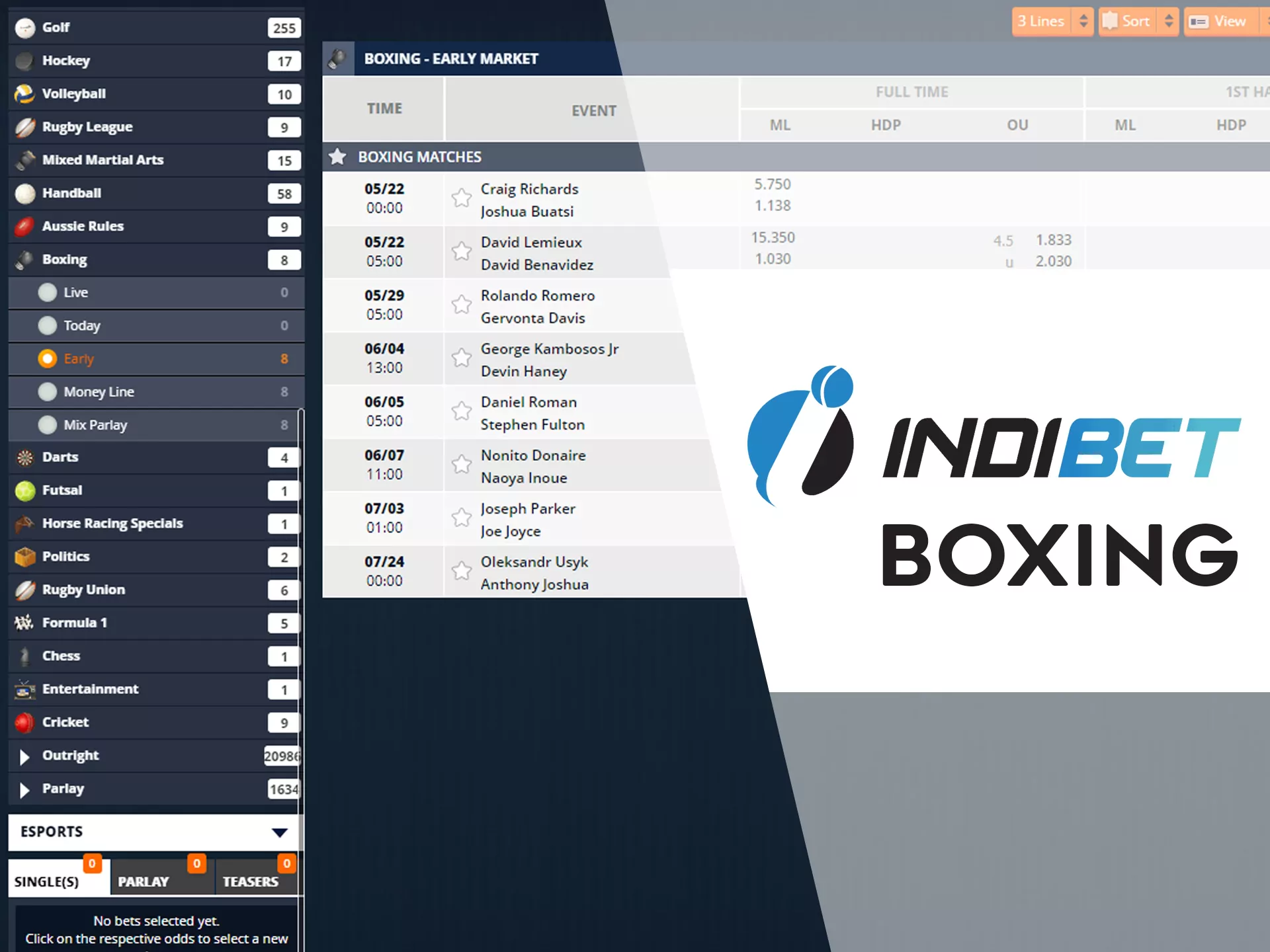 Choose your favorite fighter and place bet on him.