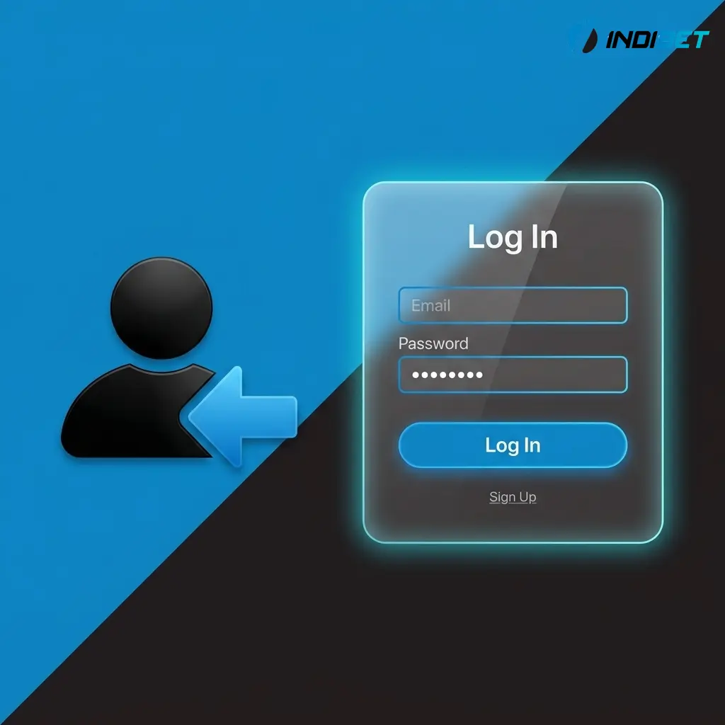 Indibet login page in India showing sign-in form with email, mobile number, and password fields for account access